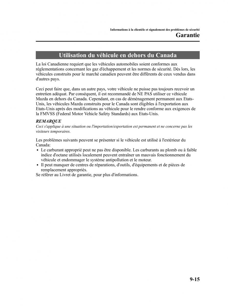 Mazda CX 9 owners manual manuel du proprietaire / page 491