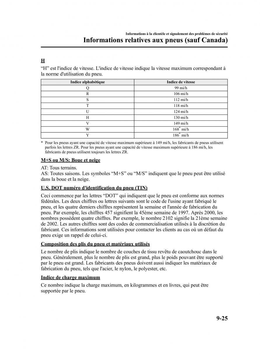 Mazda CX 9 owners manual manuel du proprietaire / page 501