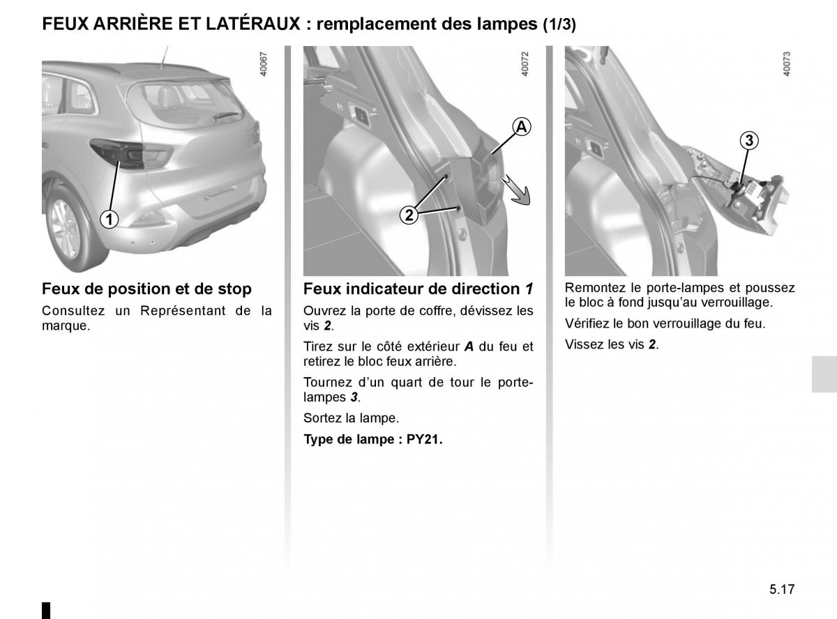 Renault Kadjar owners manual manuel du proprietaire / page 249