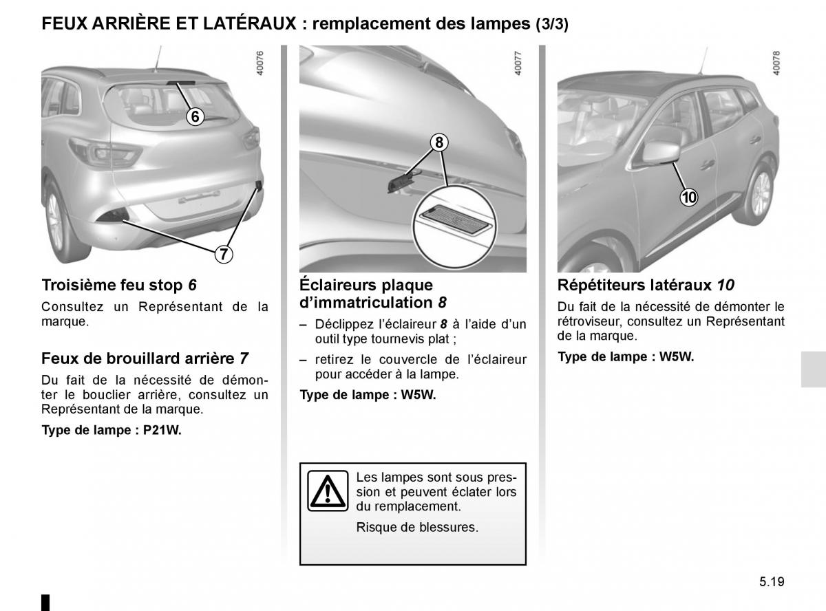 Renault Kadjar owners manual manuel du proprietaire / page 251