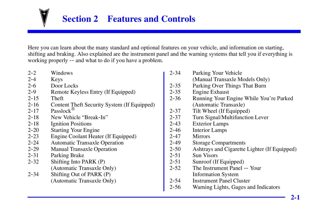 Pontiac Sunfire owners manual / page 67