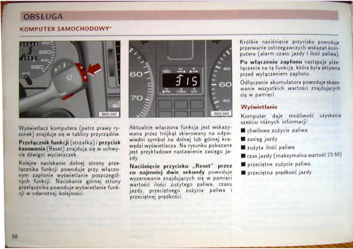 Audi 80 B4 instrukcja obslugi / page 60