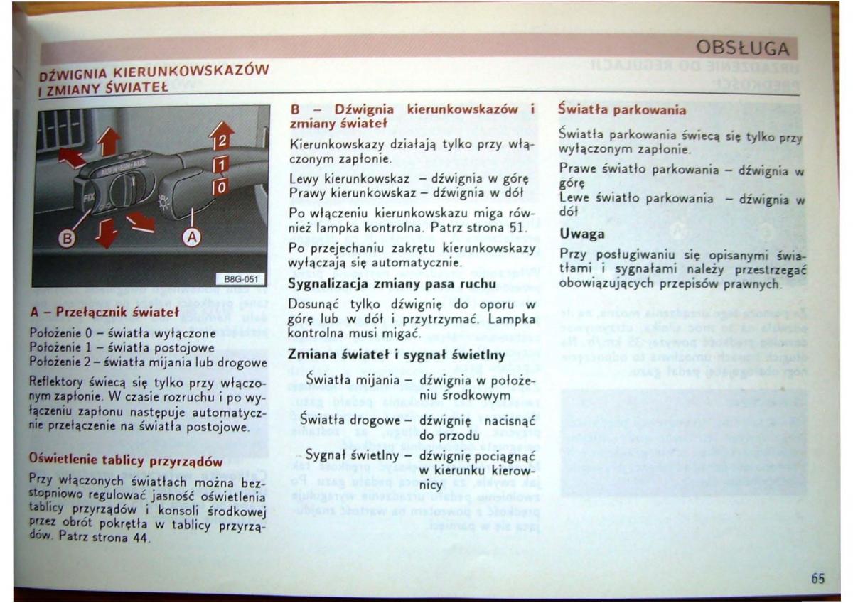 Audi 80 B4 instrukcja obslugi / page 67