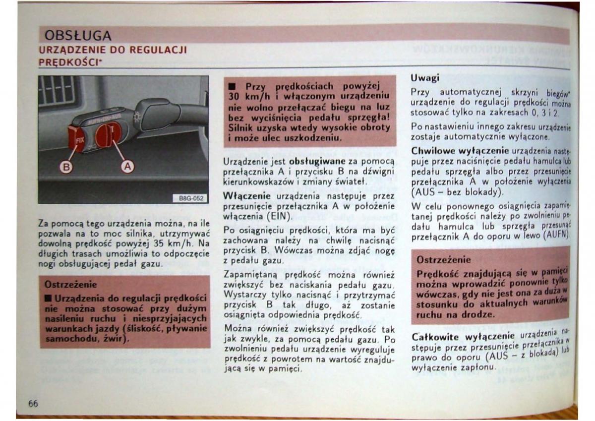 Audi 80 B4 instrukcja obslugi / page 68