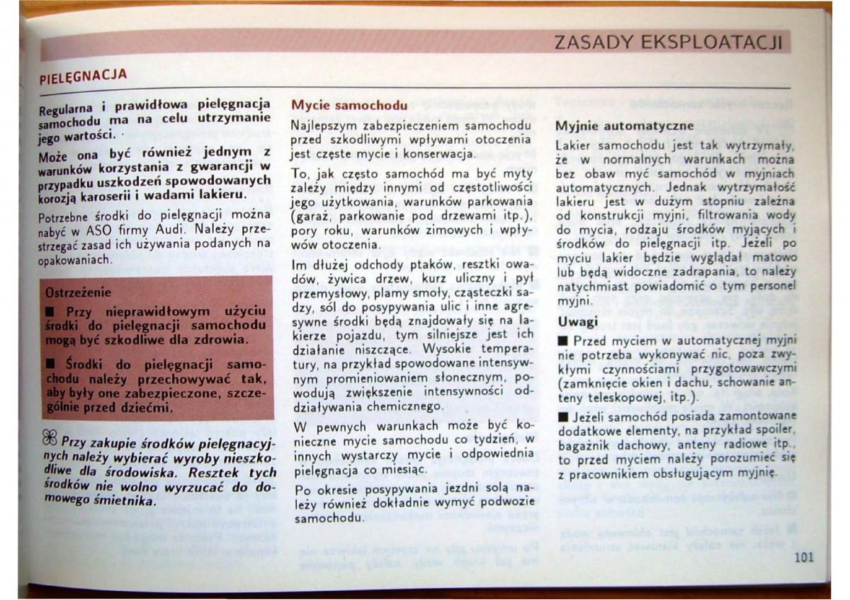 Audi 80 B4 instrukcja obslugi / page 103