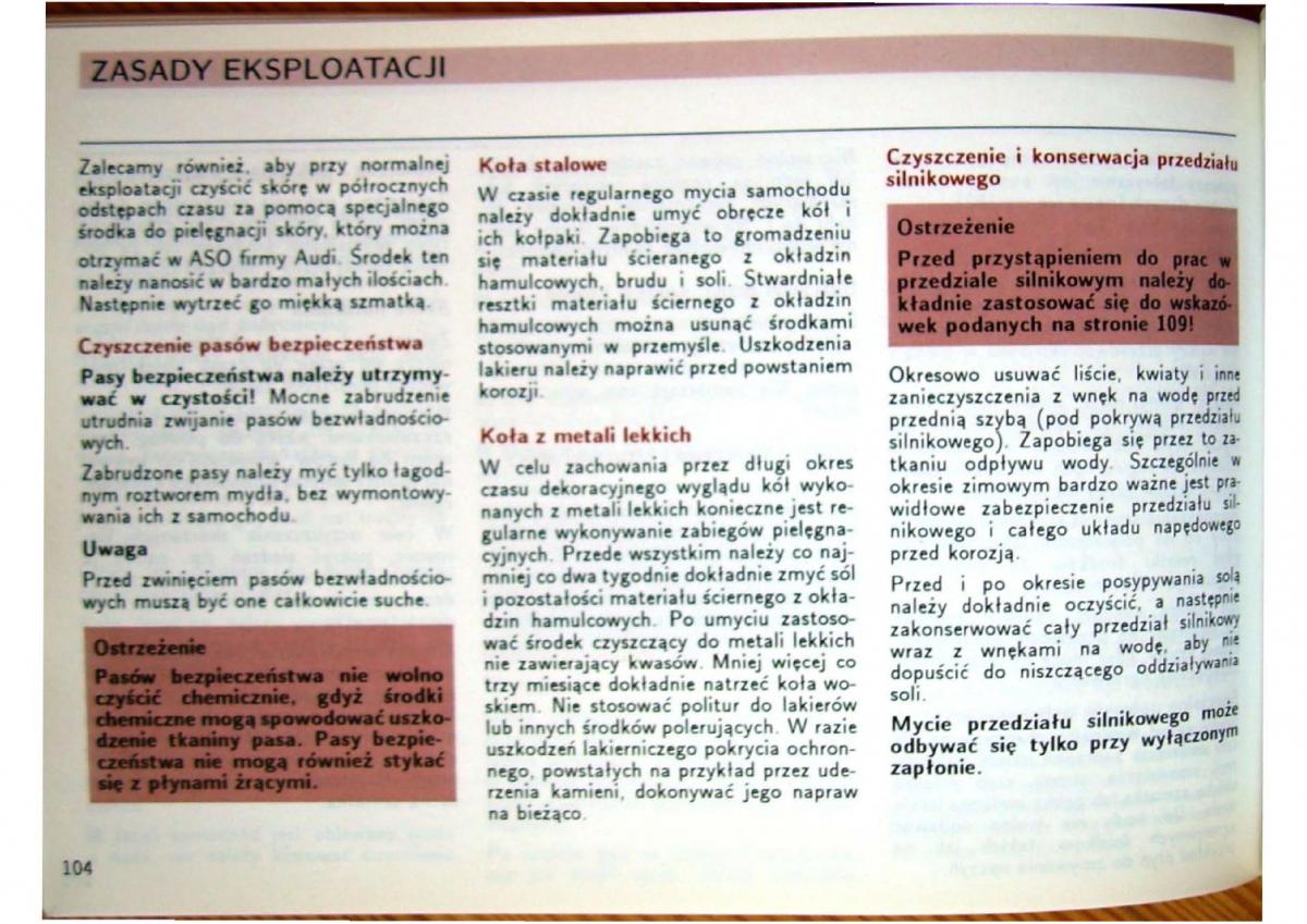 Audi 80 B4 instrukcja obslugi / page 106