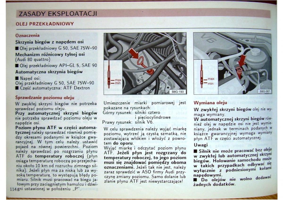 Audi 80 B4 instrukcja obslugi / page 116