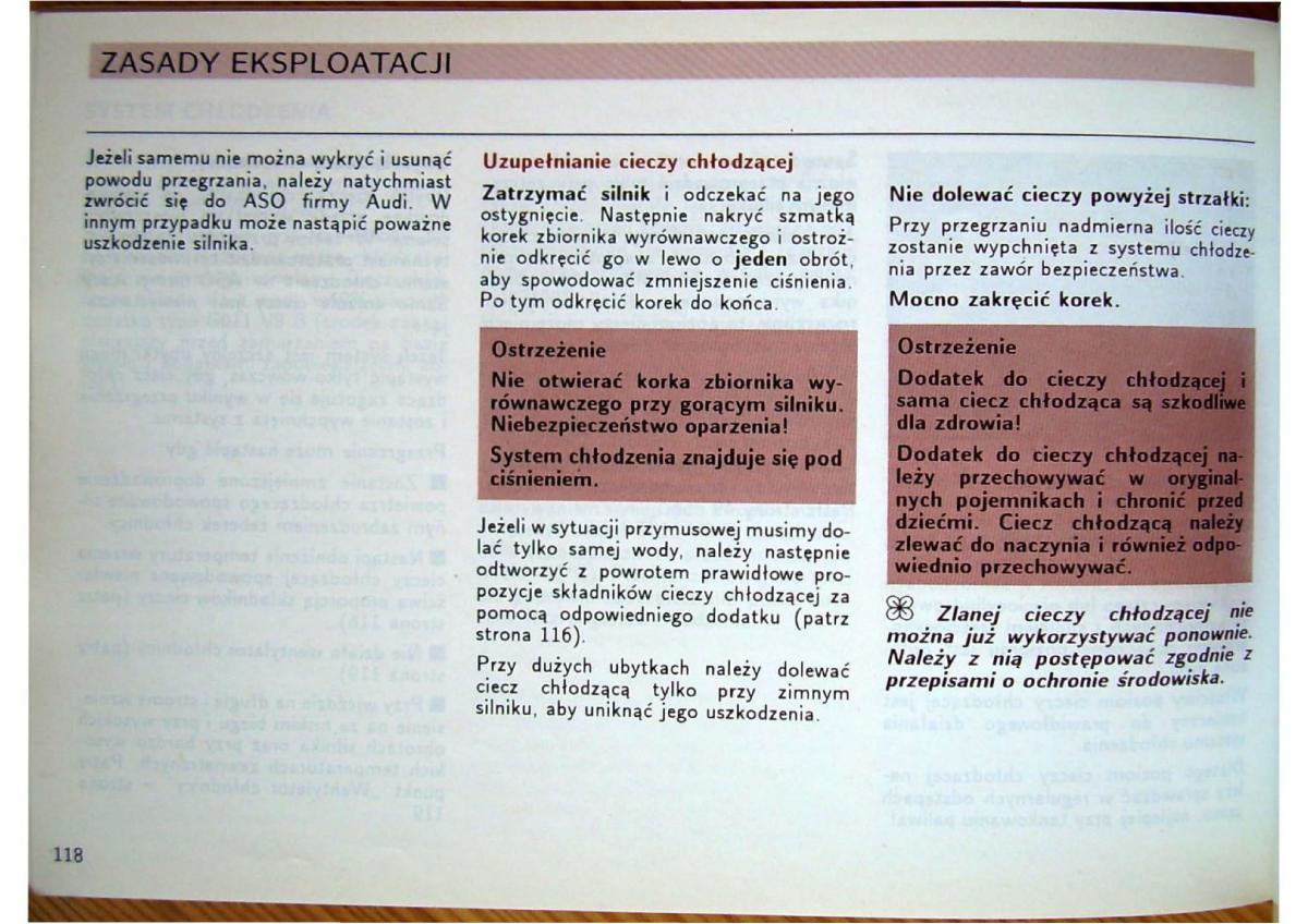 Audi 80 B4 instrukcja obslugi / page 120