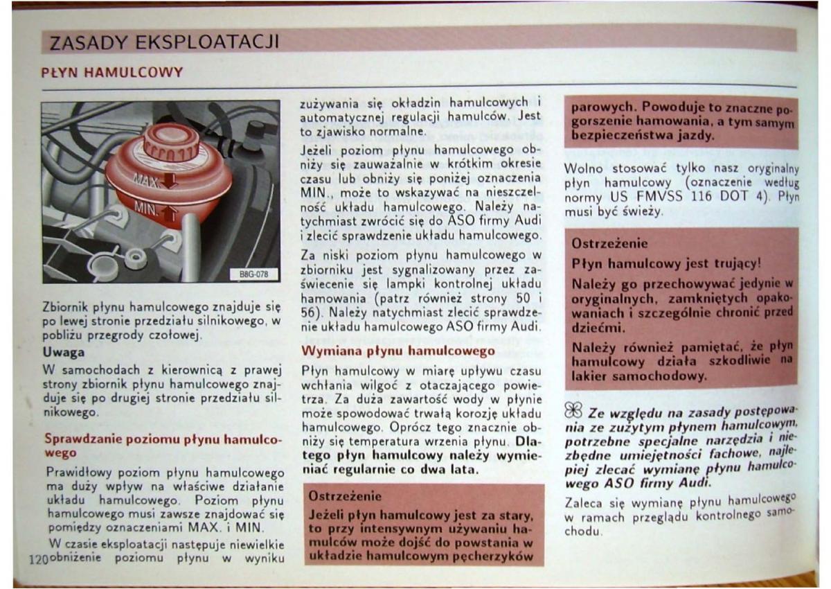 Audi 80 B4 instrukcja obslugi / page 122