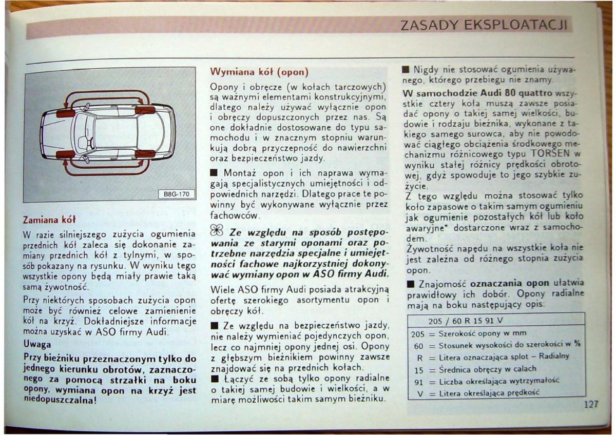 Audi 80 B4 instrukcja obslugi / page 129