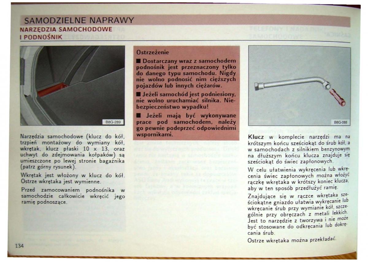 Audi 80 B4 instrukcja obslugi / page 136