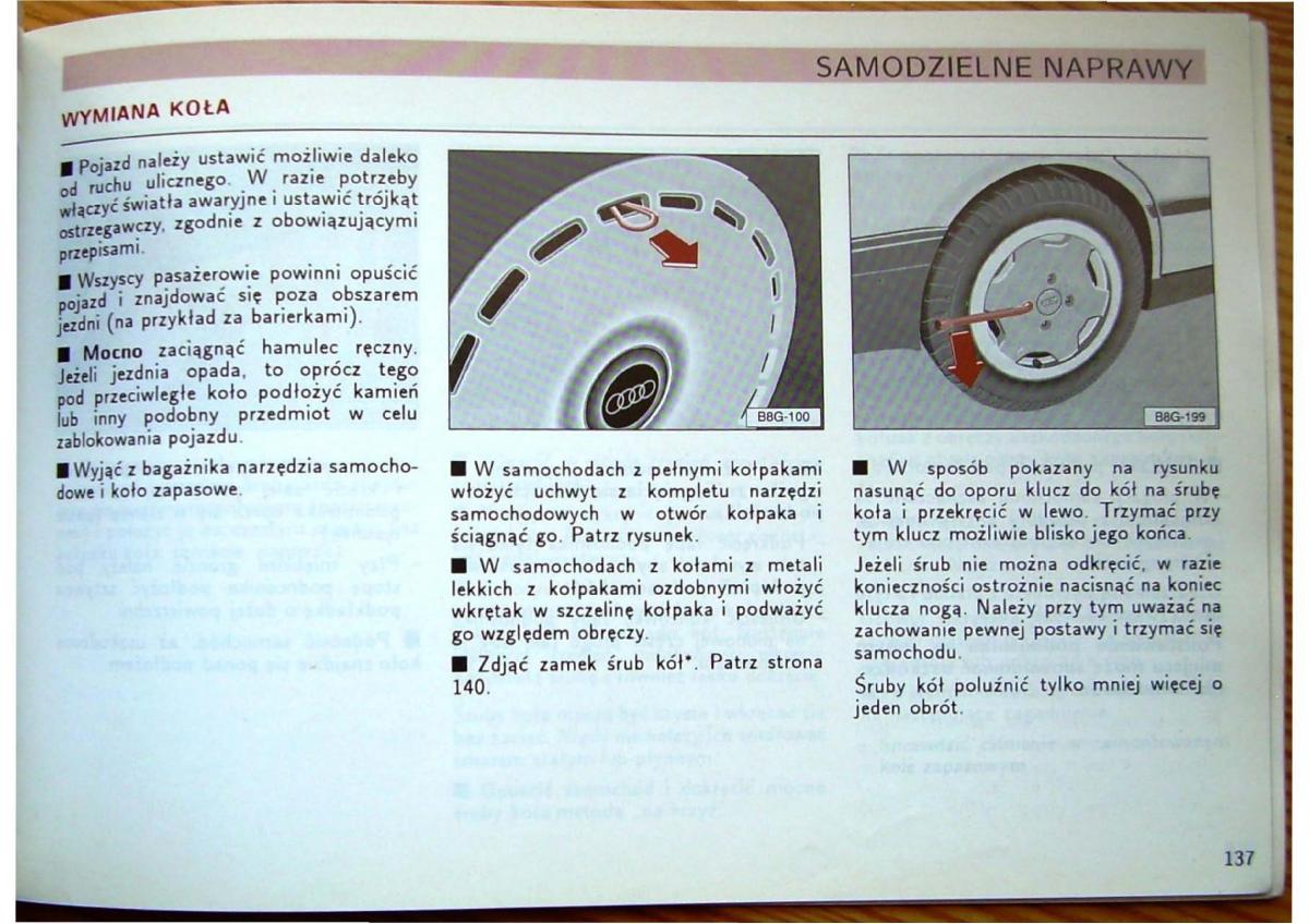 Audi 80 B4 instrukcja obslugi / page 139