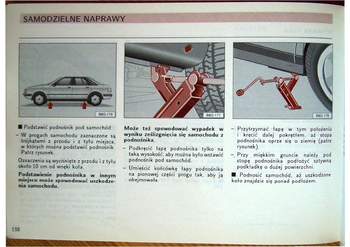 Audi 80 B4 instrukcja obslugi / page 140