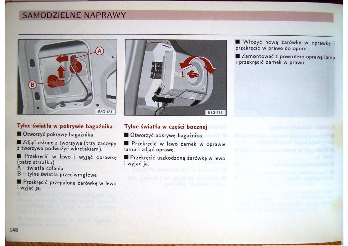 Audi 80 B4 instrukcja obslugi / page 150