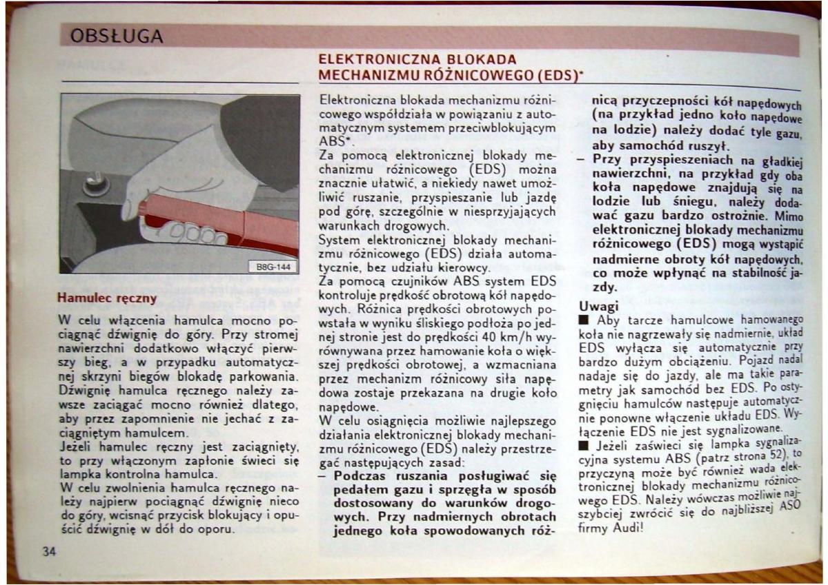 Audi 80 B4 instrukcja obslugi / page 36