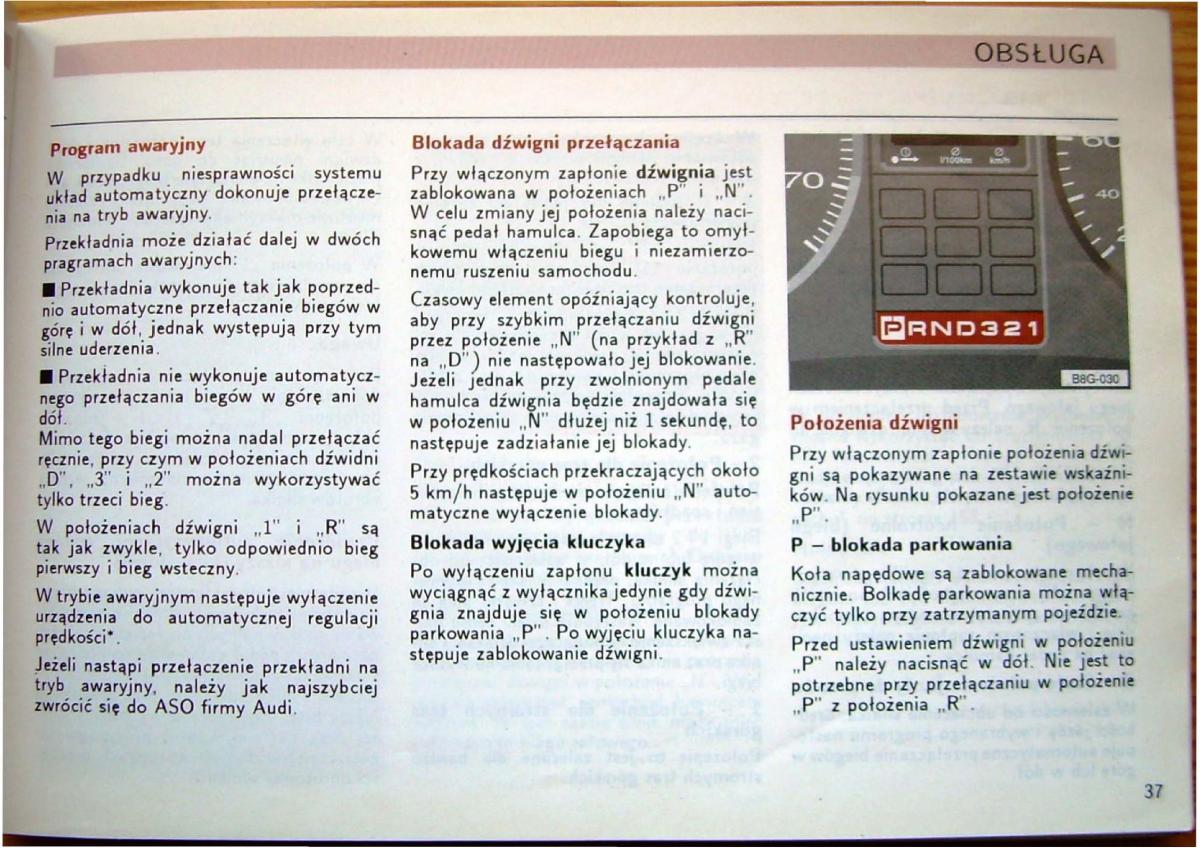 Audi 80 B4 instrukcja obslugi / page 39