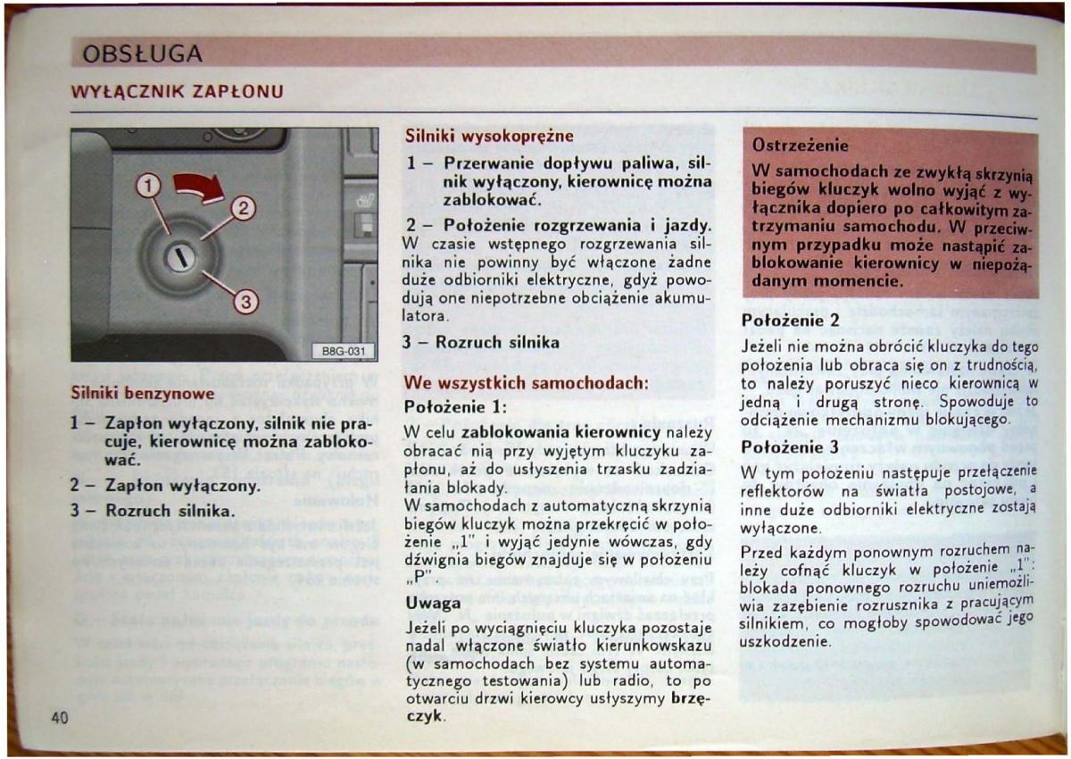 Audi 80 B4 instrukcja obslugi / page 42