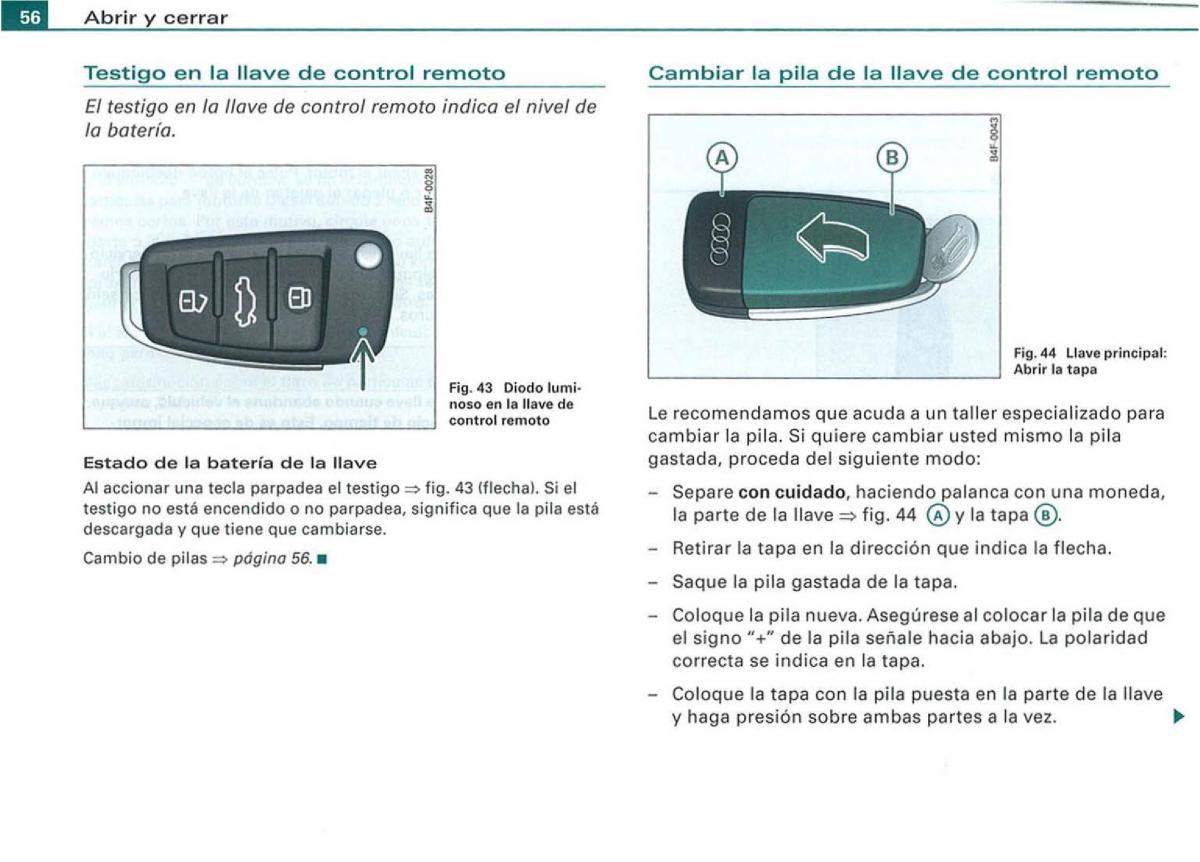 Audi A3 II 2 8P owners manual manual del propietario / page 58