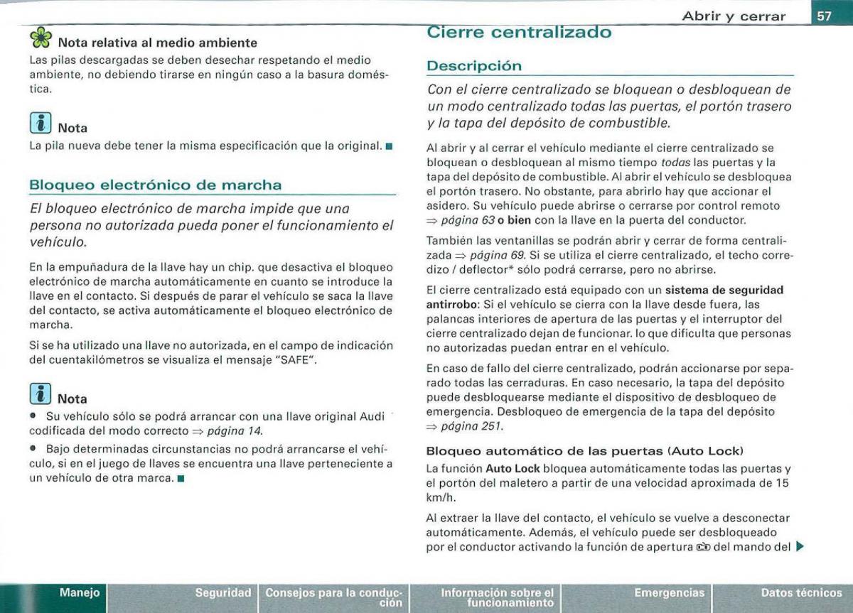 Audi A3 II 2 8P owners manual manual del propietario / page 59