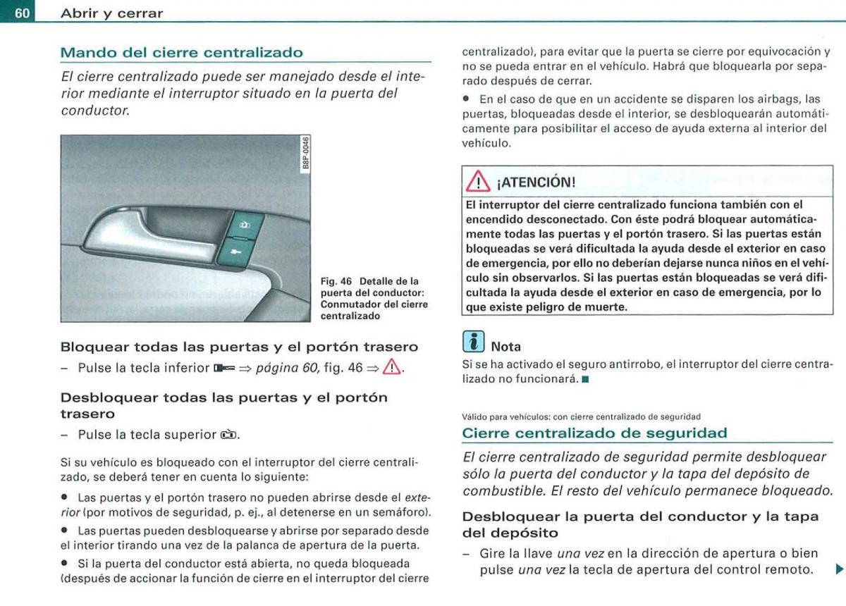 Audi A3 II 2 8P owners manual manual del propietario / page 62