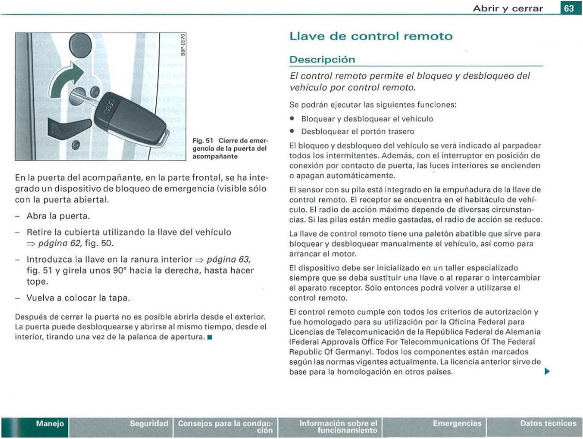 Audi A3 II 2 8P owners manual manual del propietario / page 65