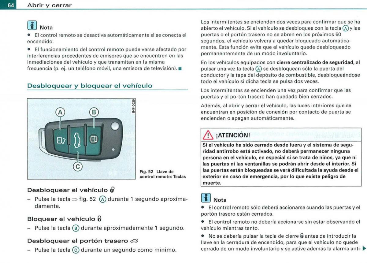 Audi A3 II 2 8P owners manual manual del propietario / page 66