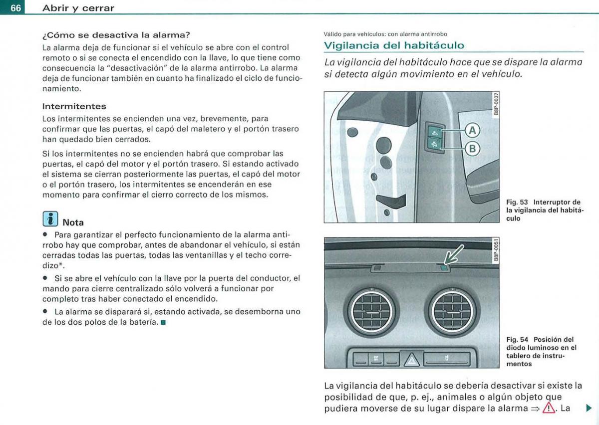 Audi A3 II 2 8P owners manual manual del propietario / page 68