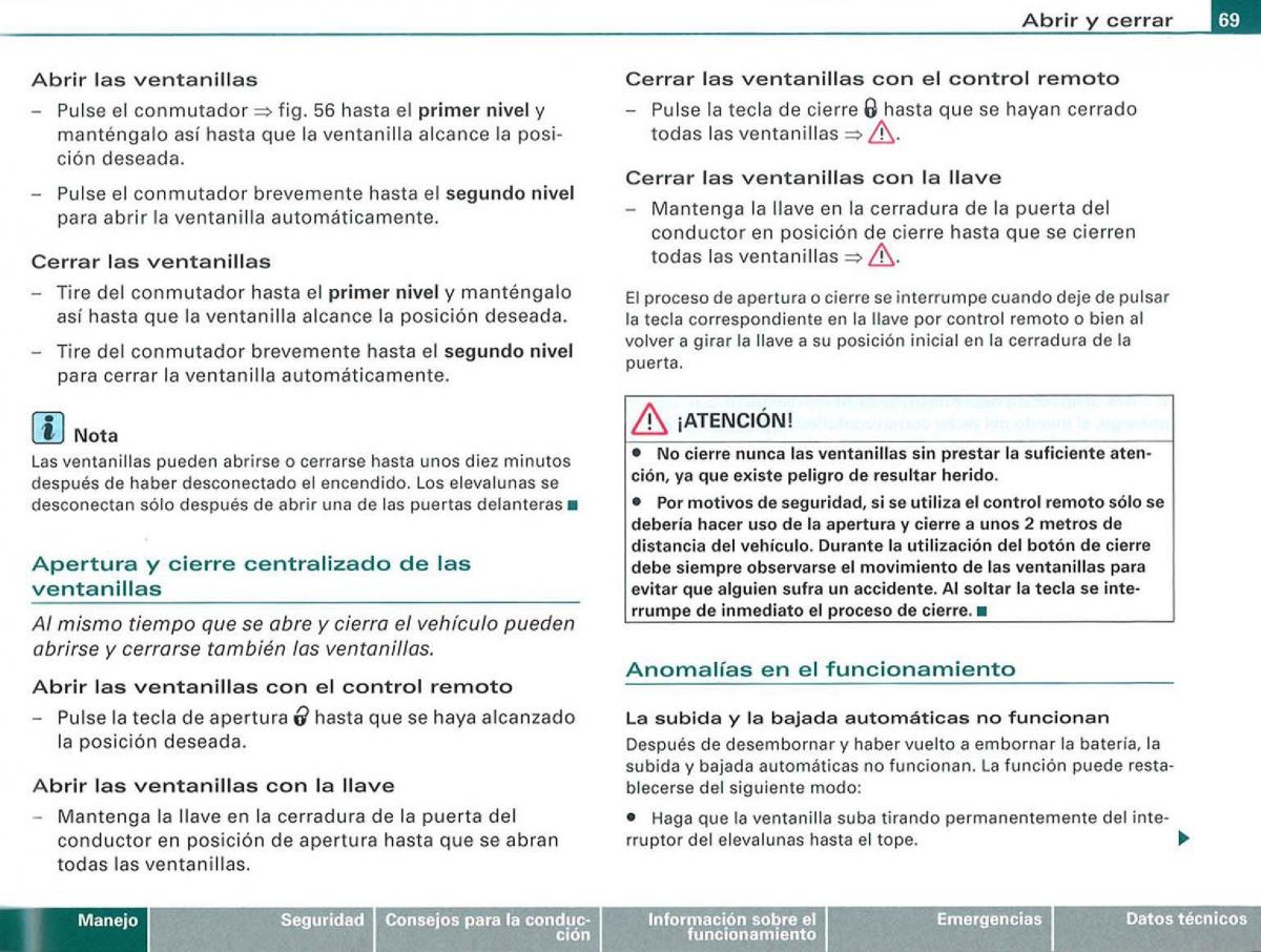 Audi A3 II 2 8P owners manual manual del propietario / page 71