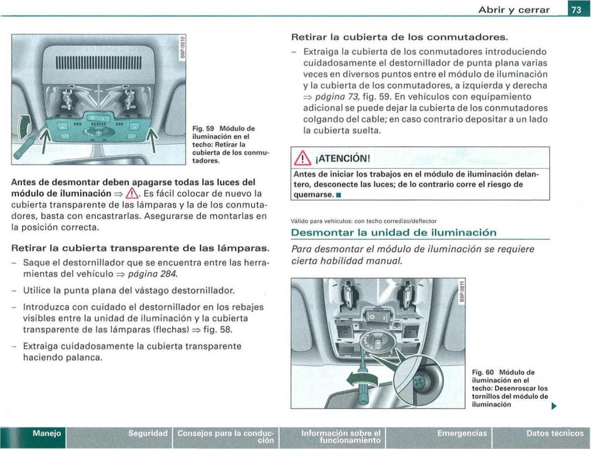 Audi A3 II 2 8P owners manual manual del propietario / page 75