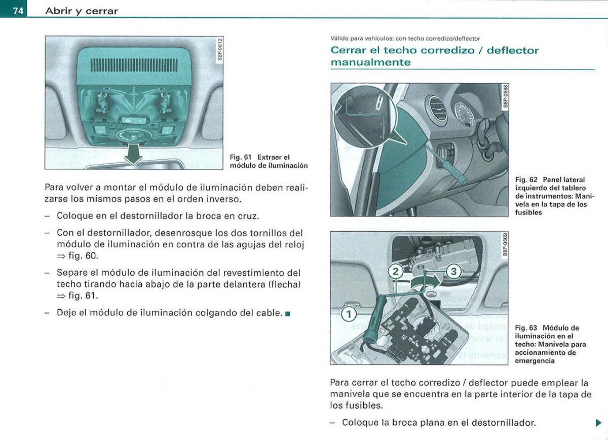 Audi A3 II 2 8P owners manual manual del propietario / page 76