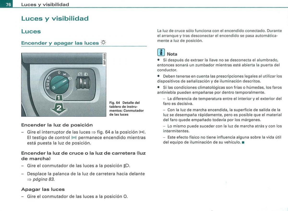 Audi A3 II 2 8P owners manual manual del propietario / page 78