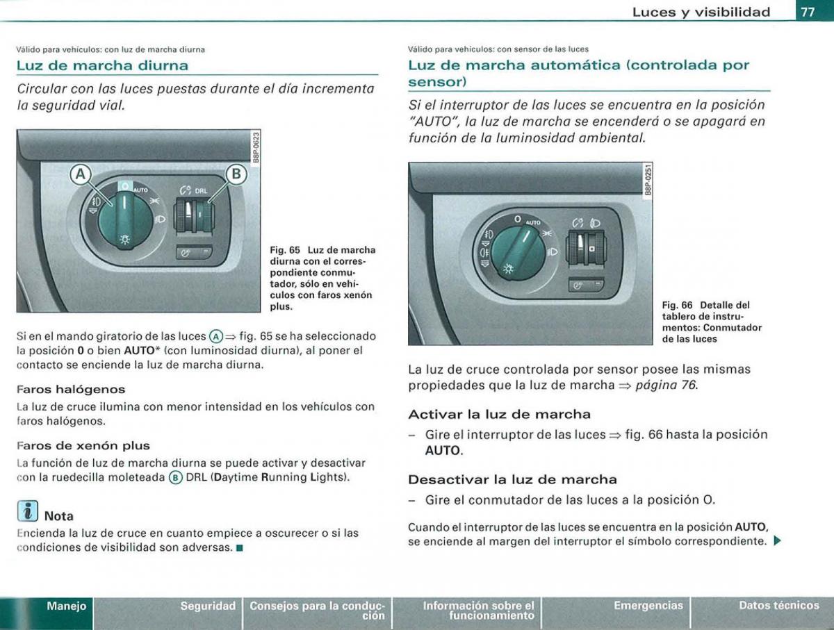 Audi A3 II 2 8P owners manual manual del propietario / page 79