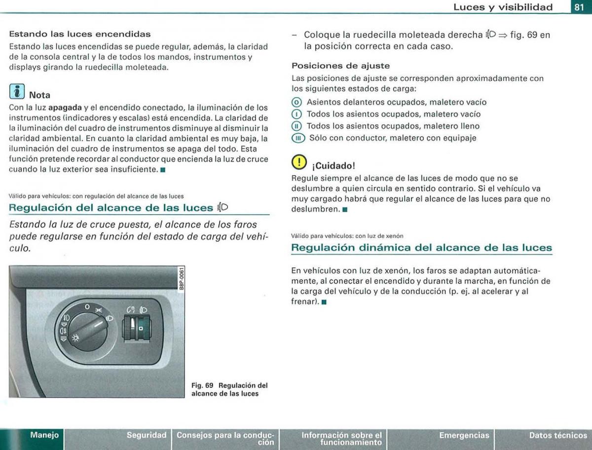 Audi A3 II 2 8P owners manual manual del propietario / page 83