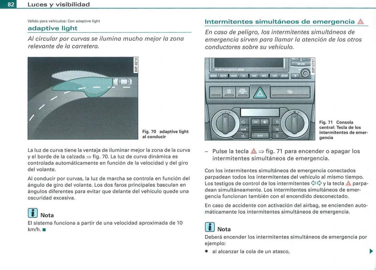 manual  Audi A3 II 2 8P owners manual manual del propietario / page 84