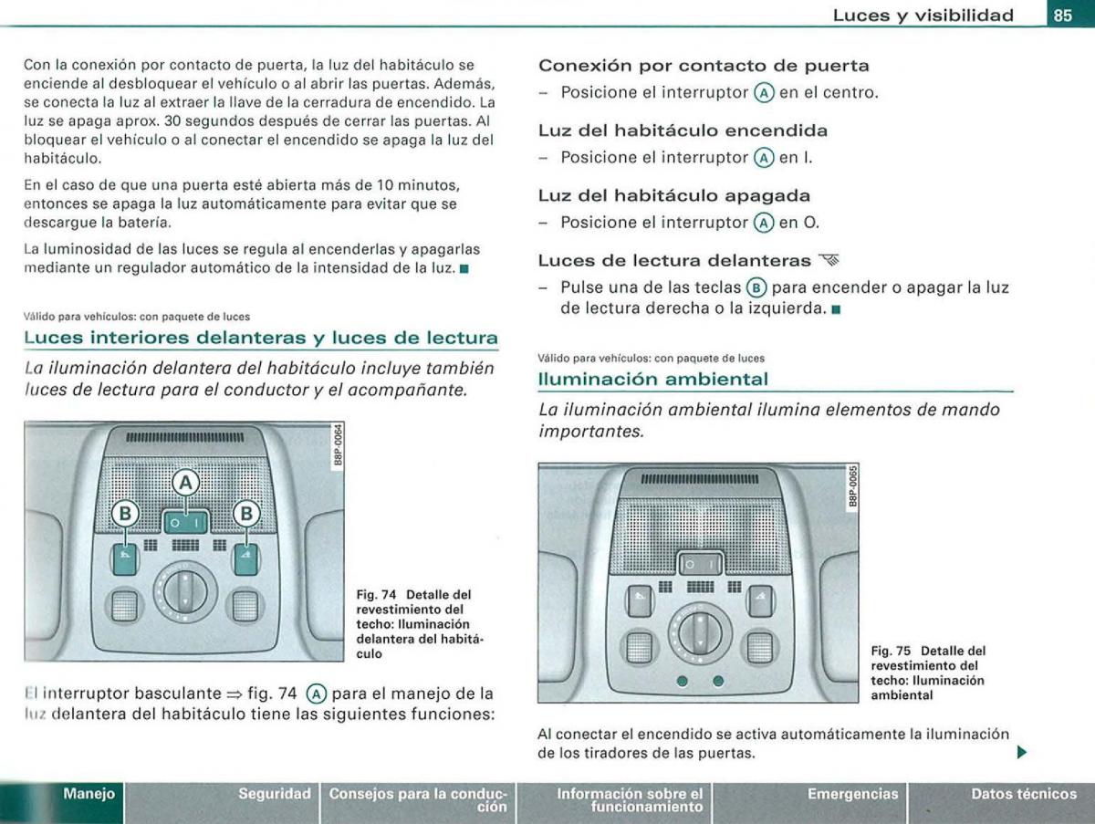 Audi A3 II 2 8P owners manual manual del propietario / page 87