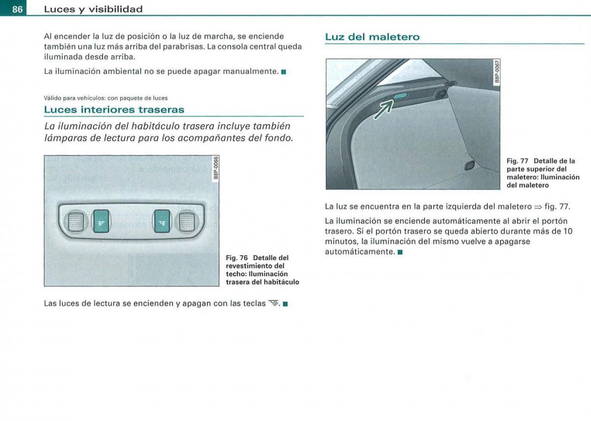 Audi A3 II 2 8P owners manual manual del propietario / page 88