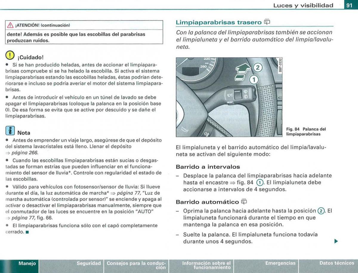 Audi A3 II 2 8P owners manual manual del propietario / page 93