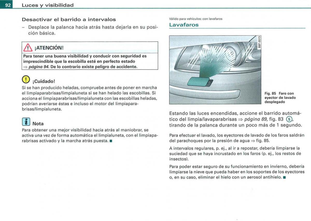 Audi A3 II 2 8P owners manual manual del propietario / page 94