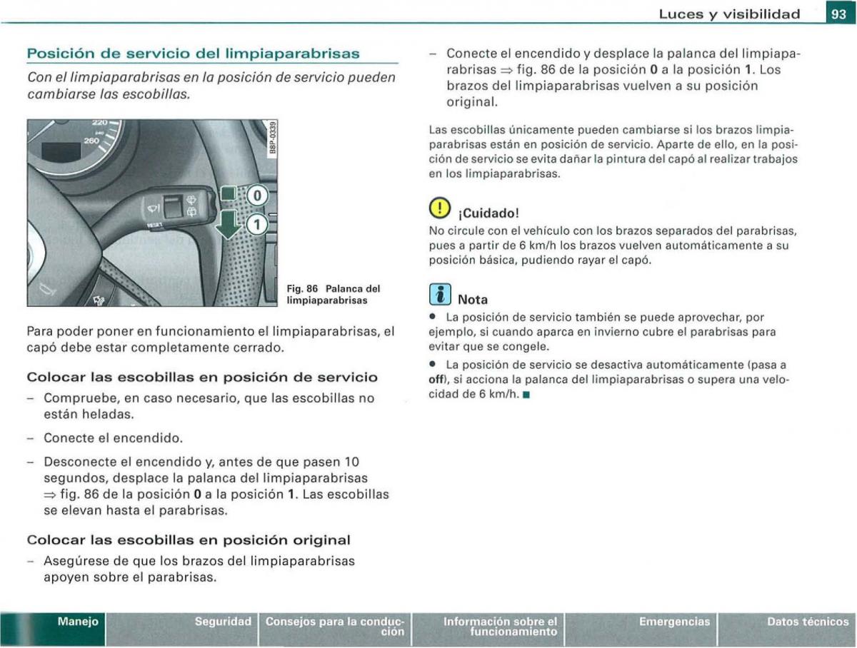 Audi A3 II 2 8P owners manual manual del propietario / page 95