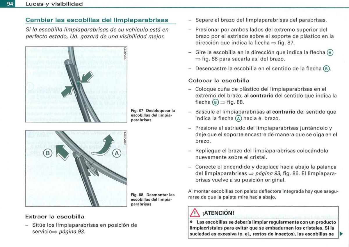 Audi A3 II 2 8P owners manual manual del propietario / page 96