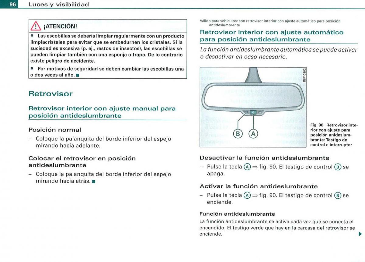 Audi A3 II 2 8P owners manual manual del propietario / page 98