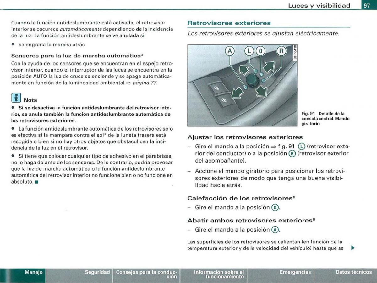 Audi A3 II 2 8P owners manual manual del propietario / page 99