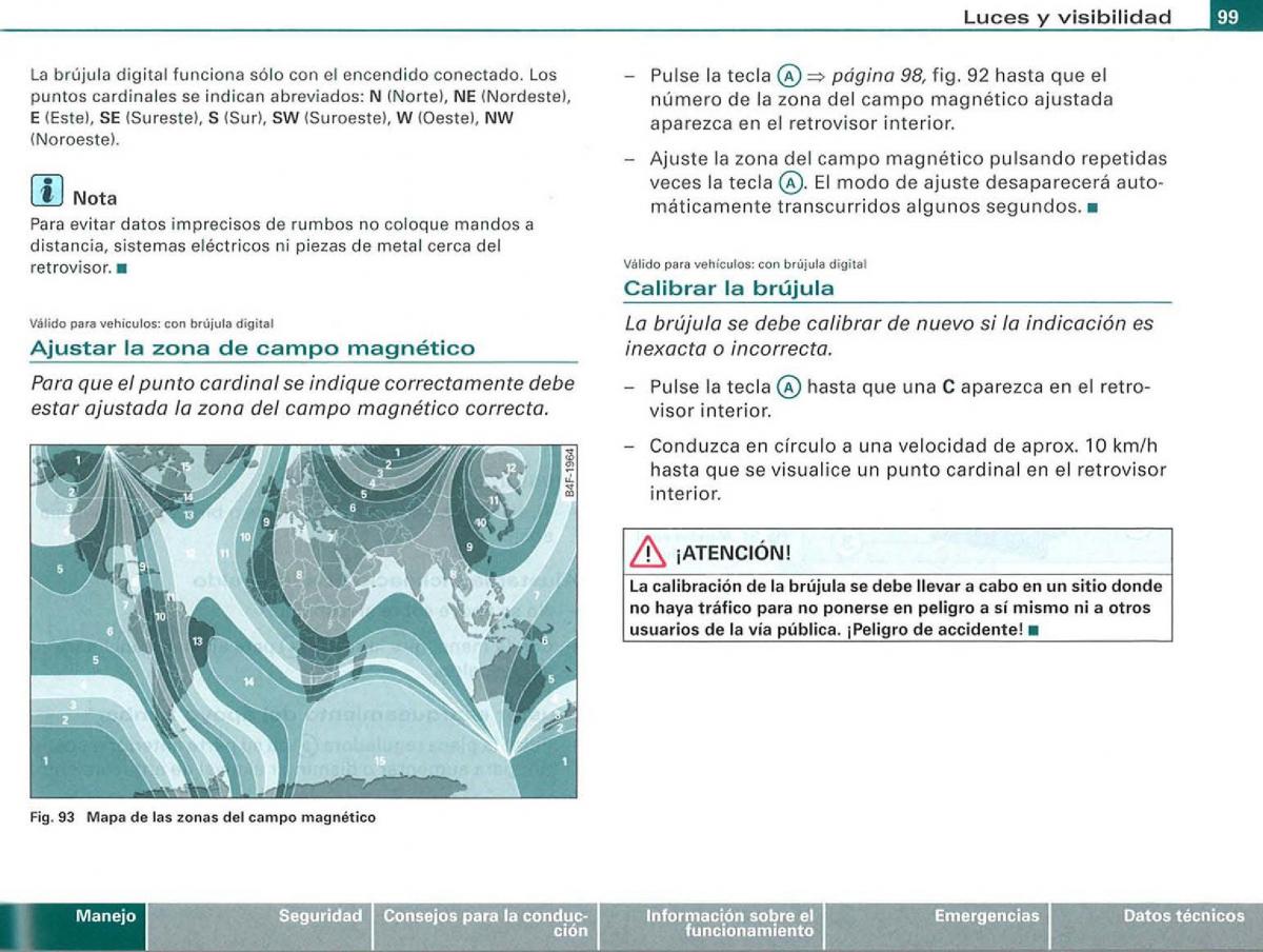 Audi A3 II 2 8P owners manual manual del propietario / page 101