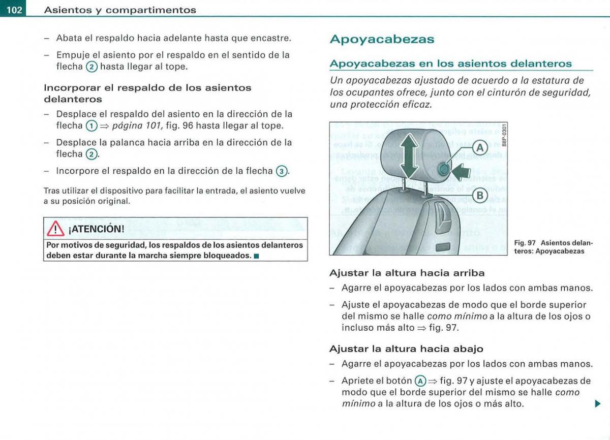 Audi A3 II 2 8P owners manual manual del propietario / page 104