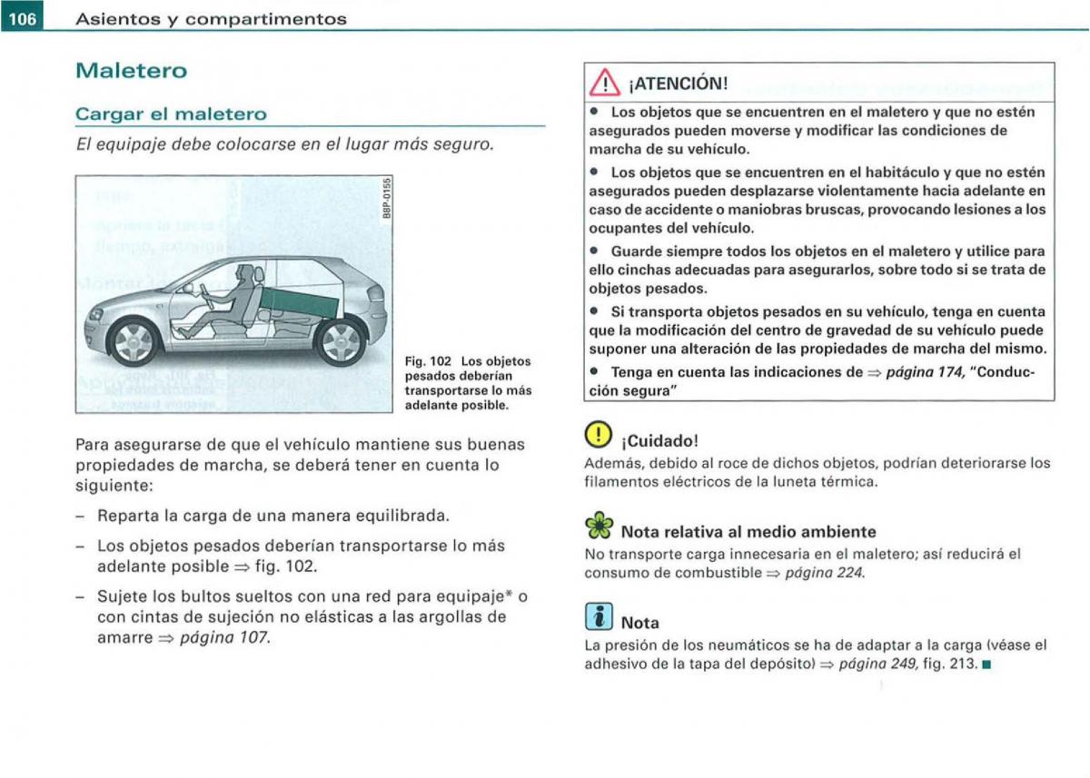 Audi A3 II 2 8P owners manual manual del propietario / page 108