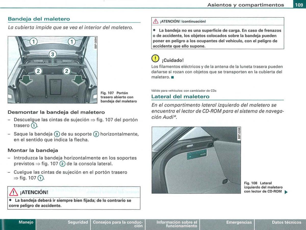 Audi A3 II 2 8P owners manual manual del propietario / page 111