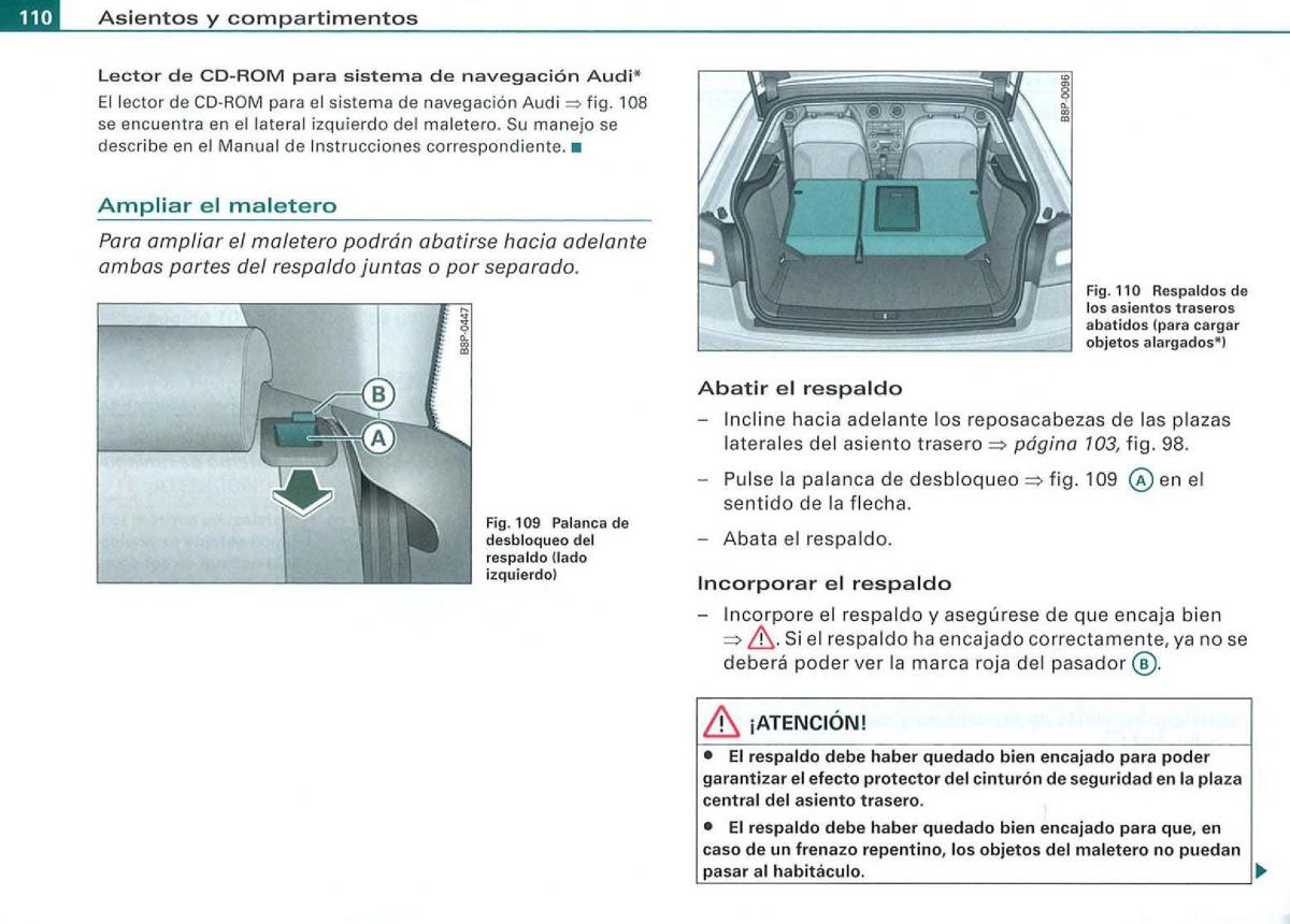 Audi A3 II 2 8P owners manual manual del propietario / page 112