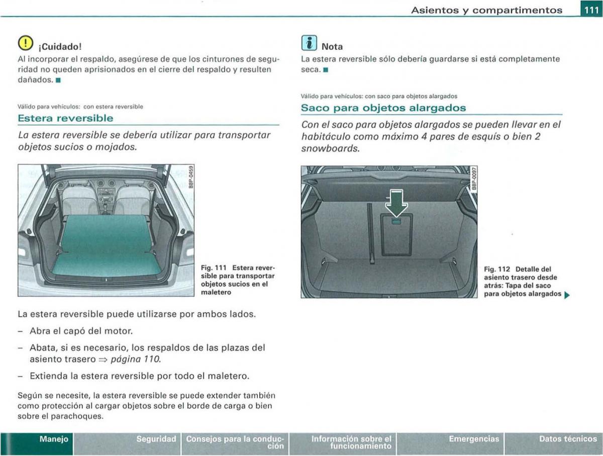 Audi A3 II 2 8P owners manual manual del propietario / page 113