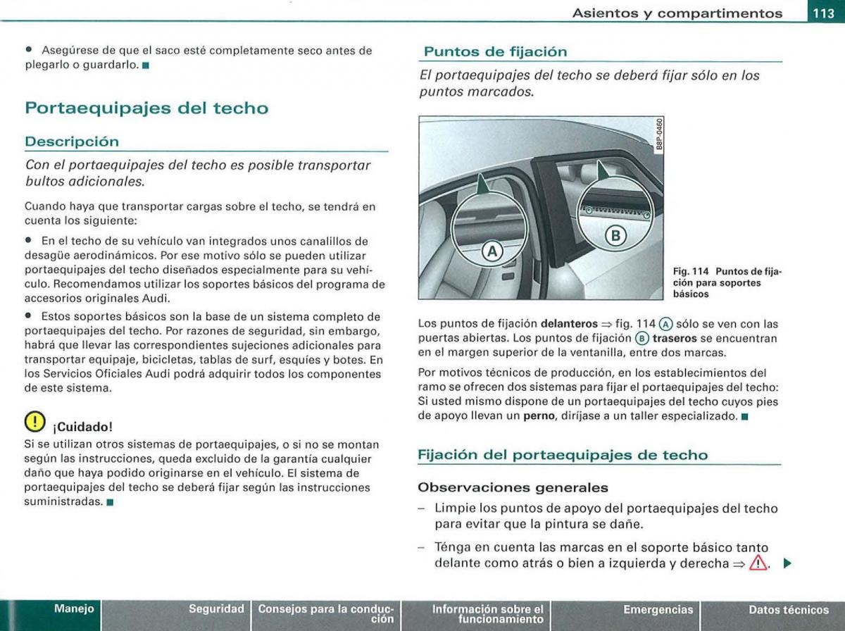 Audi A3 II 2 8P owners manual manual del propietario / page 115