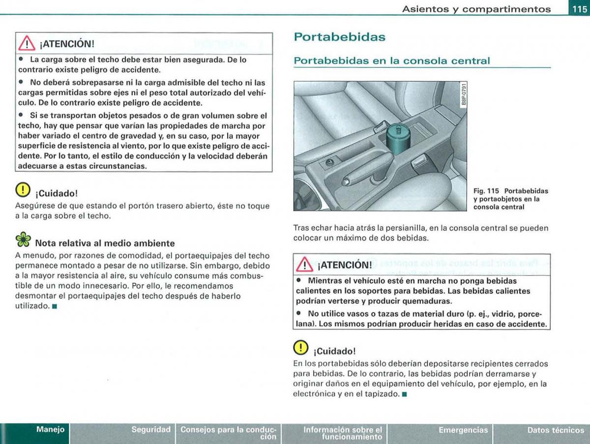 Audi A3 II 2 8P owners manual manual del propietario / page 117